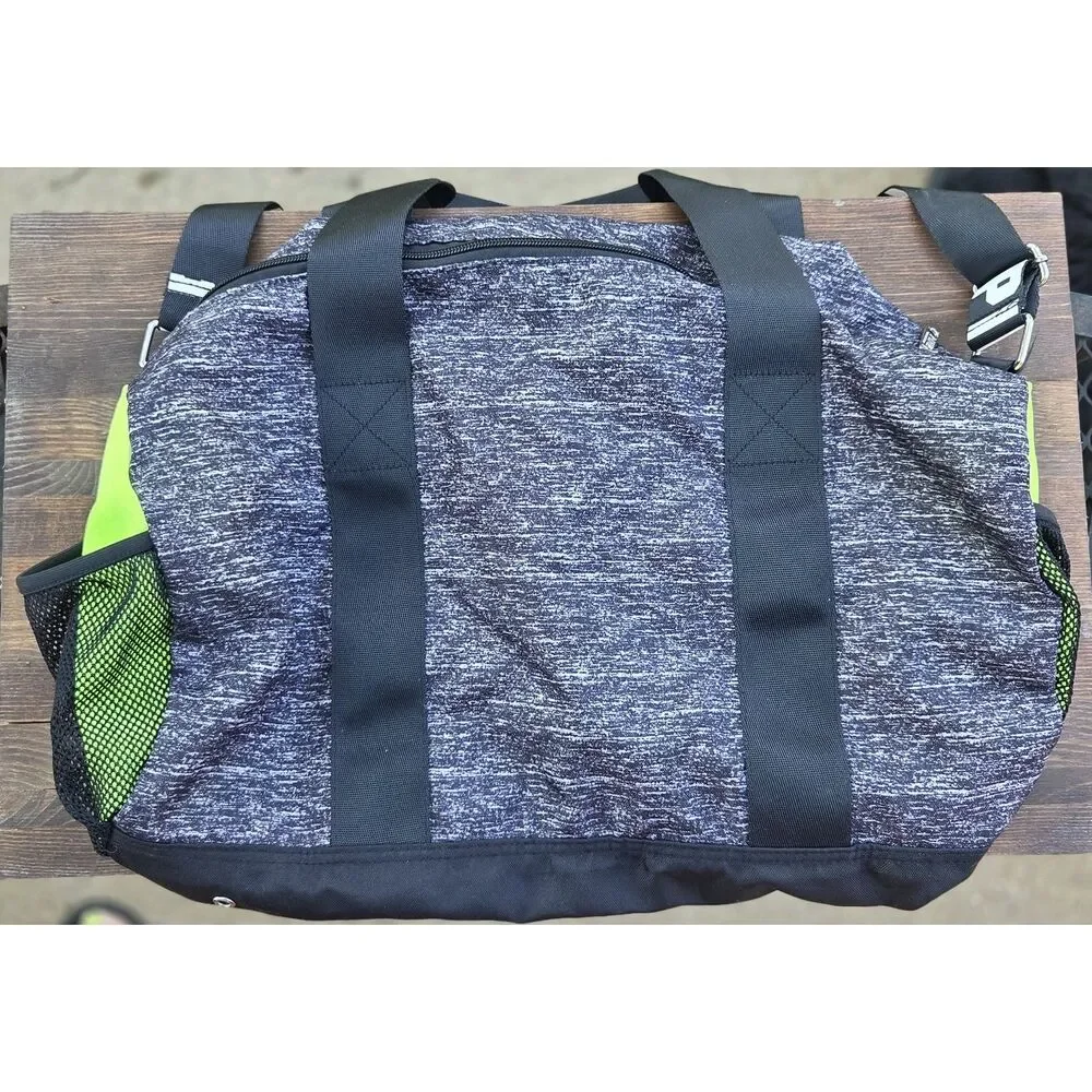 PINK Victoria's Secret Duffle Bag Gray Neon Gym Weekender Travel 19x12x7